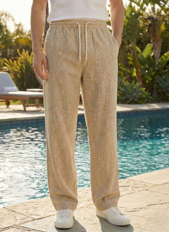 Men’s Sandy Beige Premium Lycra Stretch Leisure Trousers