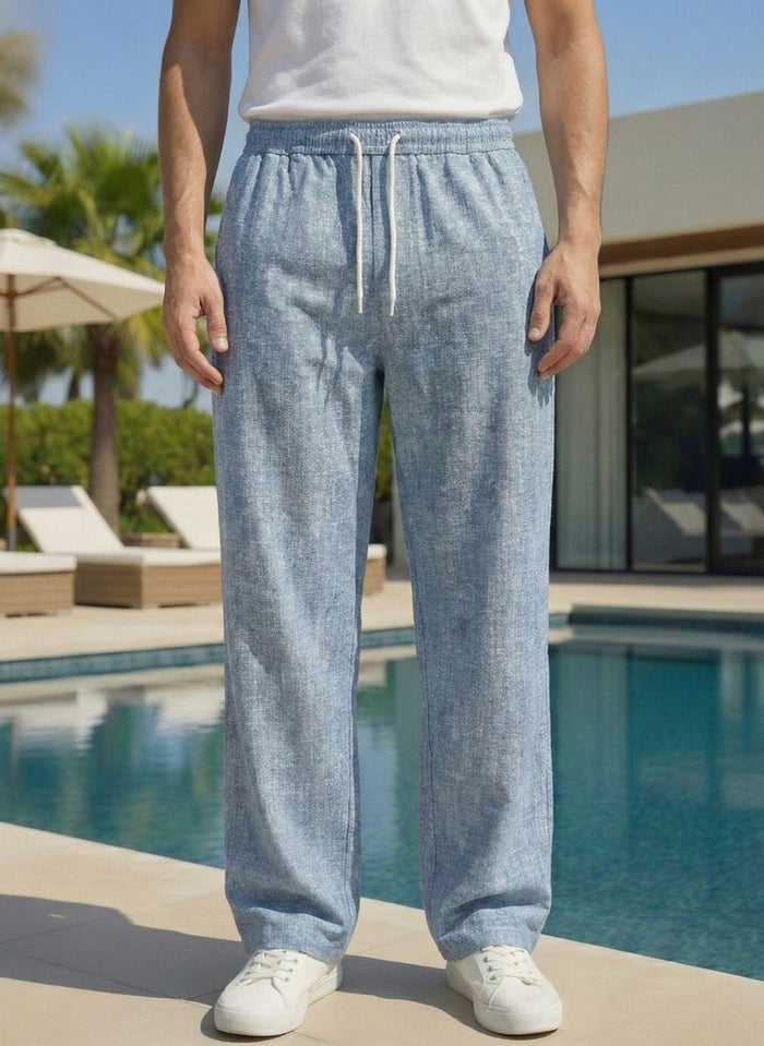 Men’s Sky Blue Premium Lycra Stretch Leisure Trousers