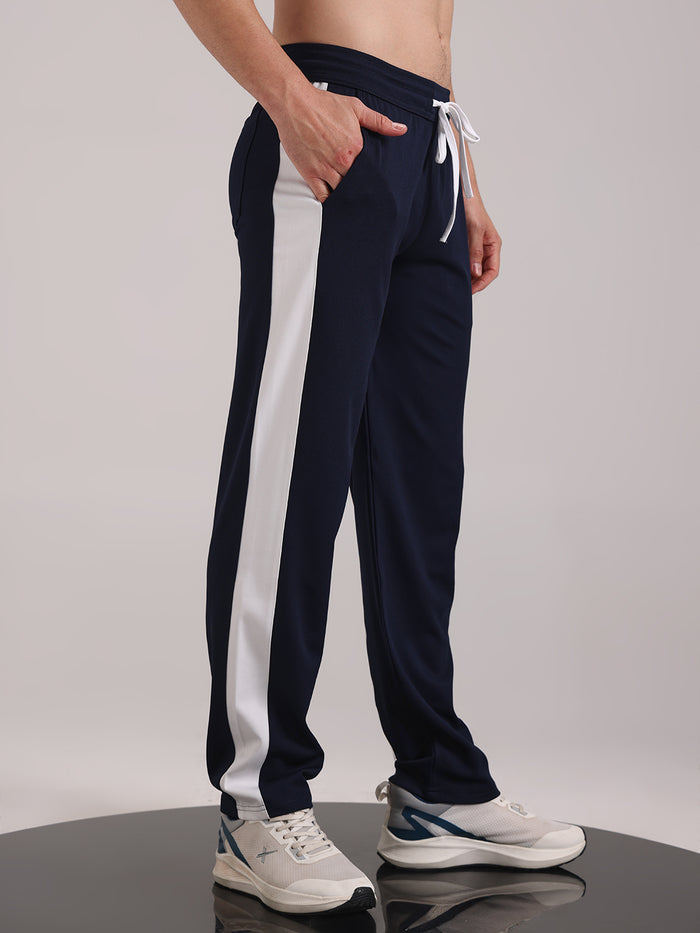 Men's Steel Blue Contrast Side Split Tape Track Pants