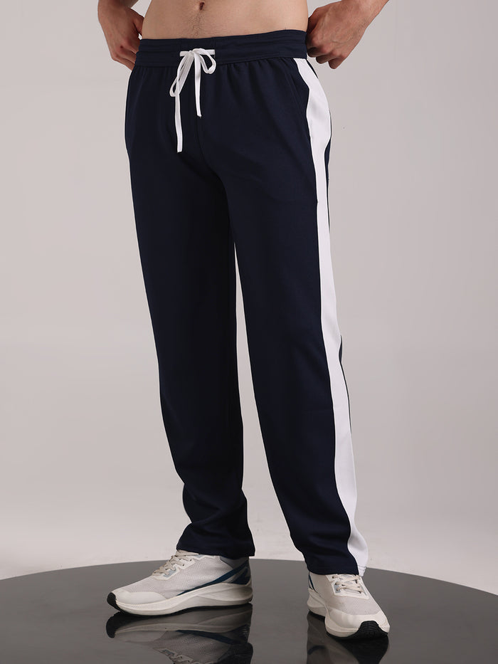 Men's Steel Blue Contrast Side Split Tape Track Pants