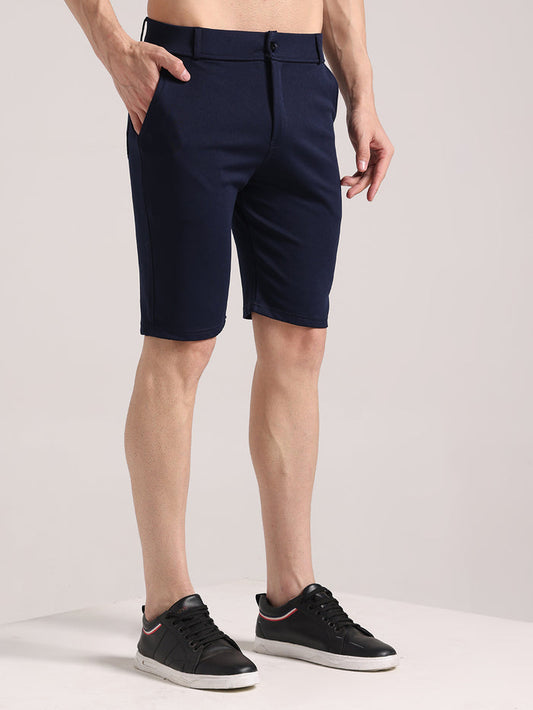 Men's Steel Blue Lycra Chinos Shorts
