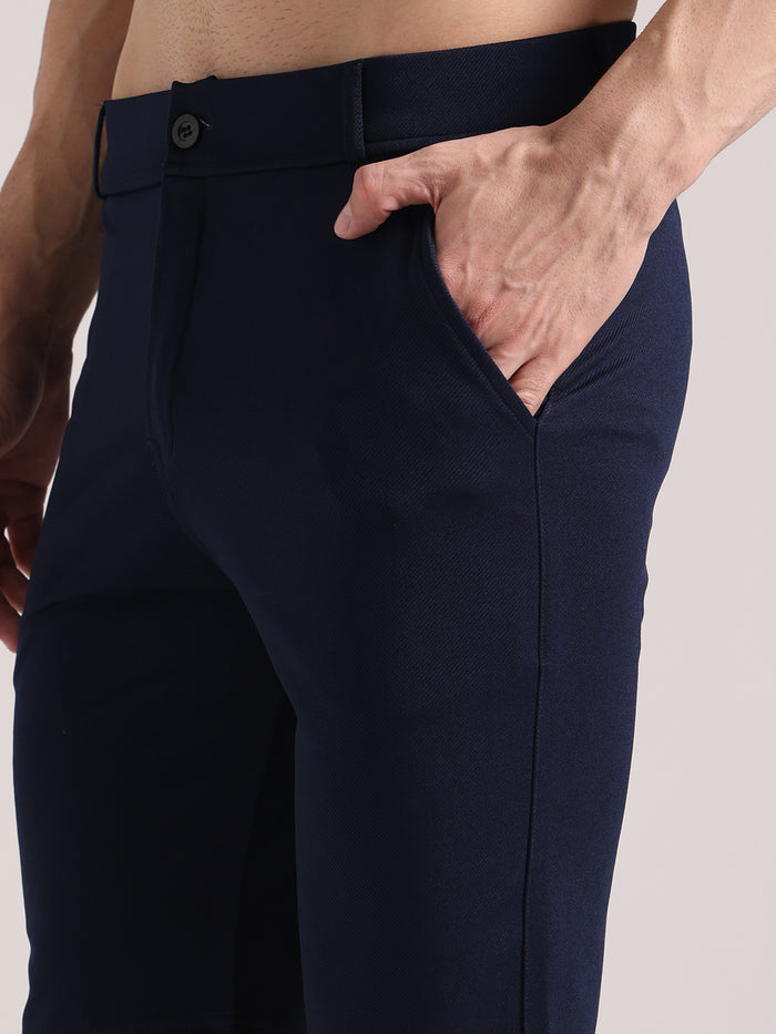 Men's Steel Blue Lycra Chinos Shorts