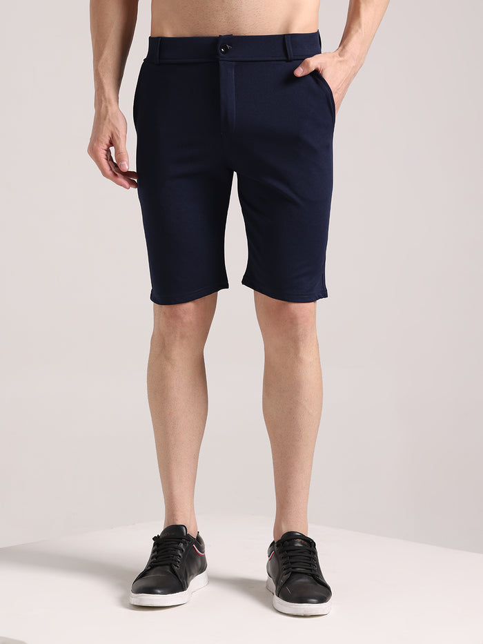 Men's Steel Blue Lycra Chinos Shorts