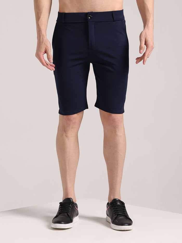 Men's Steel Blue Lycra Chinos Shorts