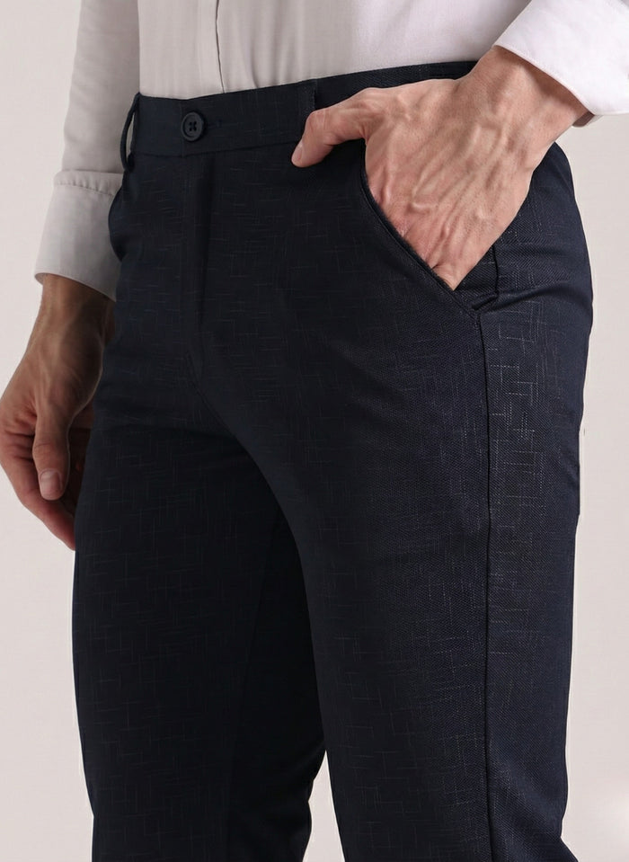 Men's Steel Blue Soft Lycra Trouser
