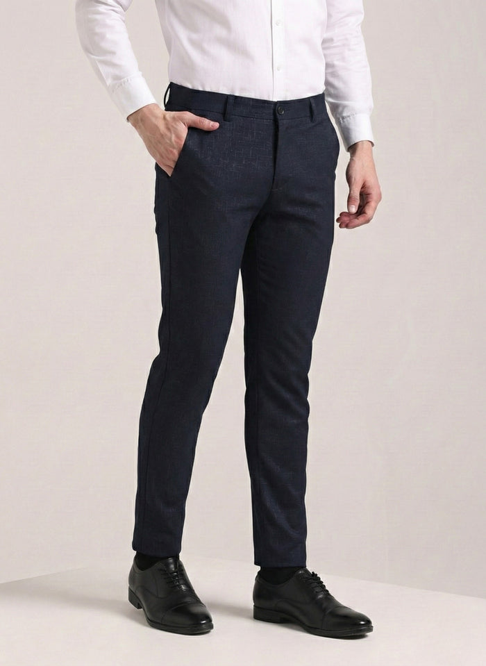 Men's Steel Blue Soft Lycra Trouser