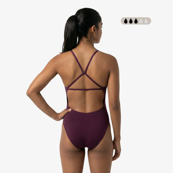 Merlot SecureFlo Open-Back One-Piece Period Swimsuit by Norca - Norca Athletic Swimwear