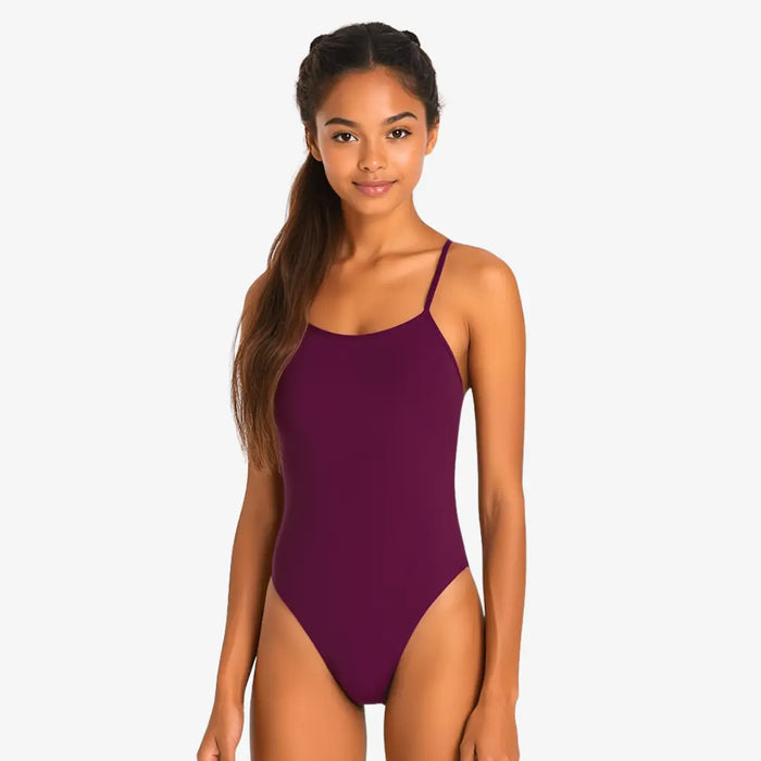 Merlot Tie - Back One - Piece Training Swimsuit by Norca - Norca Athletic Swimwear | Norca Natation Inc.