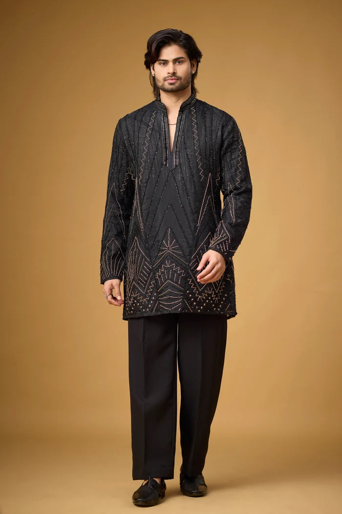 Textured Geometric Kurta Set – Wedding & Festive Wear | Mahavir NX