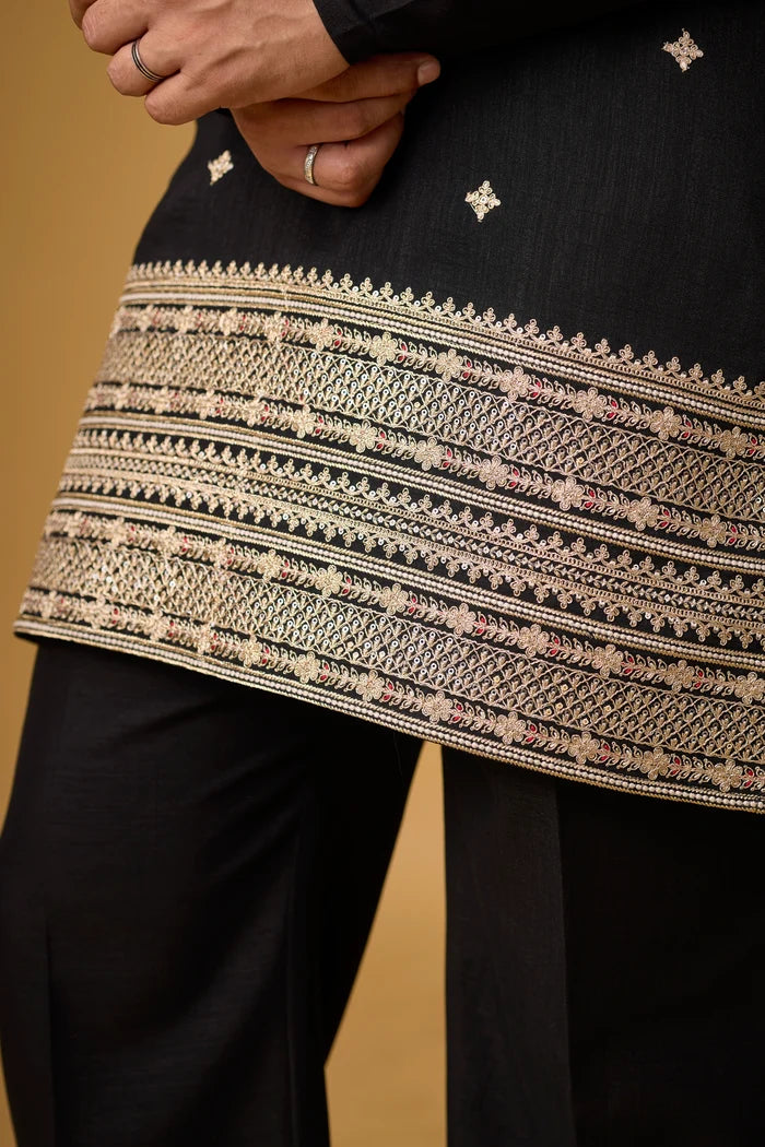 Designer Regal Stole Kurta Set for Men – Side View | Mahavir NX