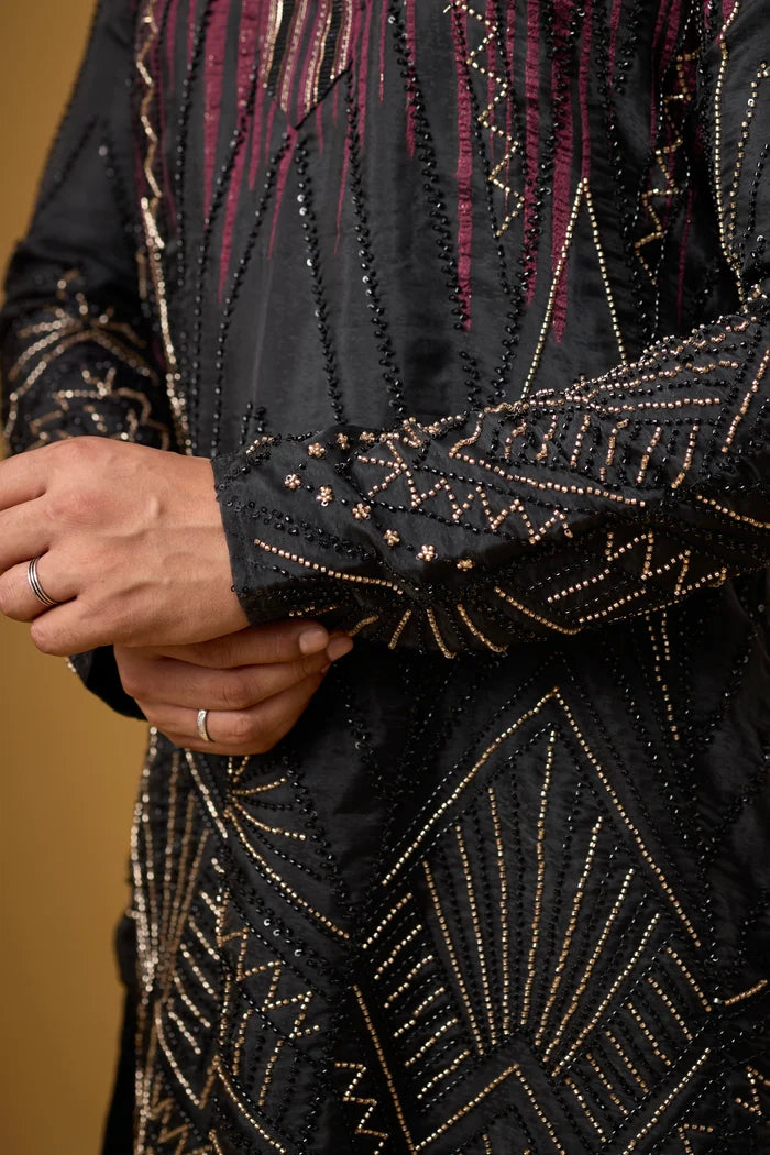 Premium Maroon Border Kurta Set for Men – Party Wear | Mahavir NX