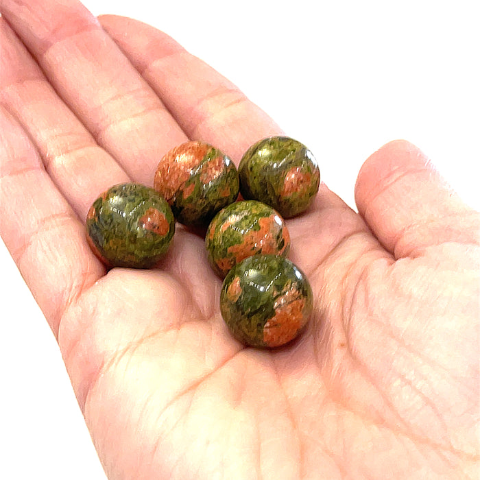 Unakite gemstone mini sphere