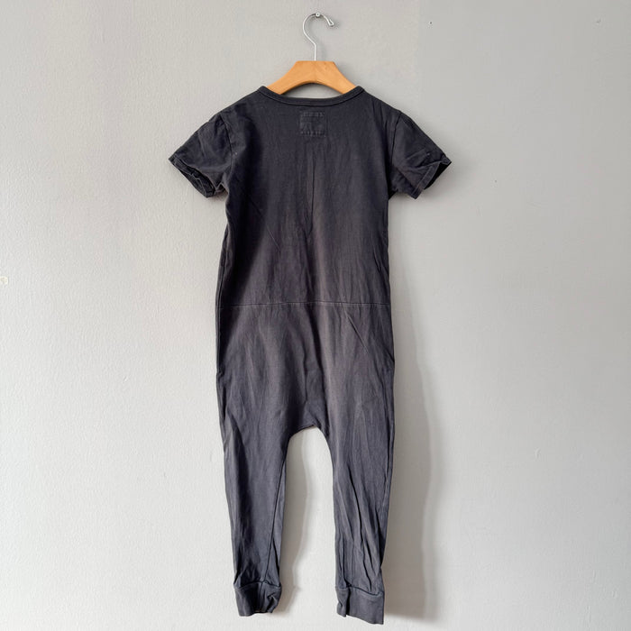 Mini mioche / Dark grey short sleeve romper / 6Y