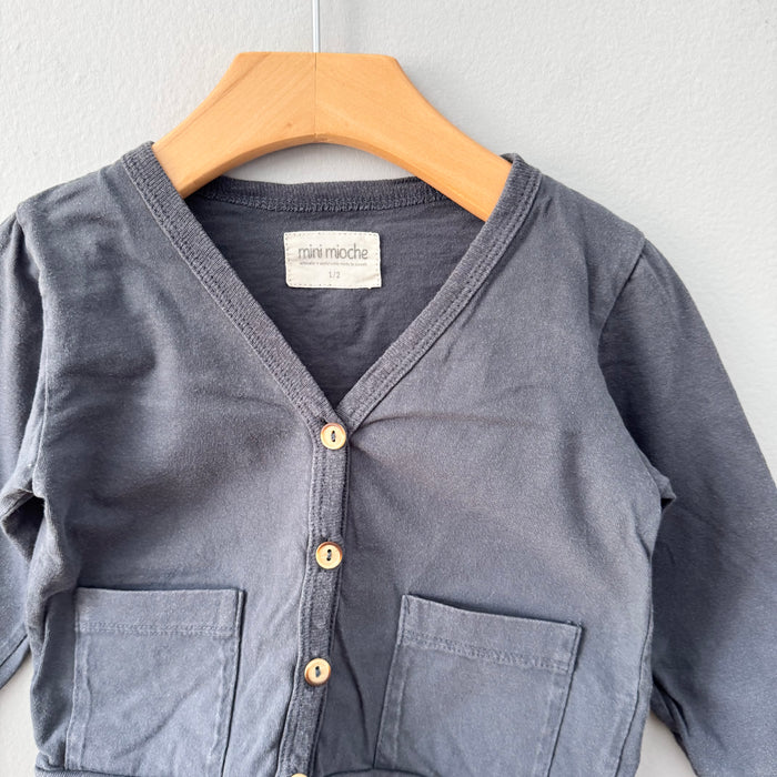 Mini mioche / Grey cotton cardigan / 1-2Y