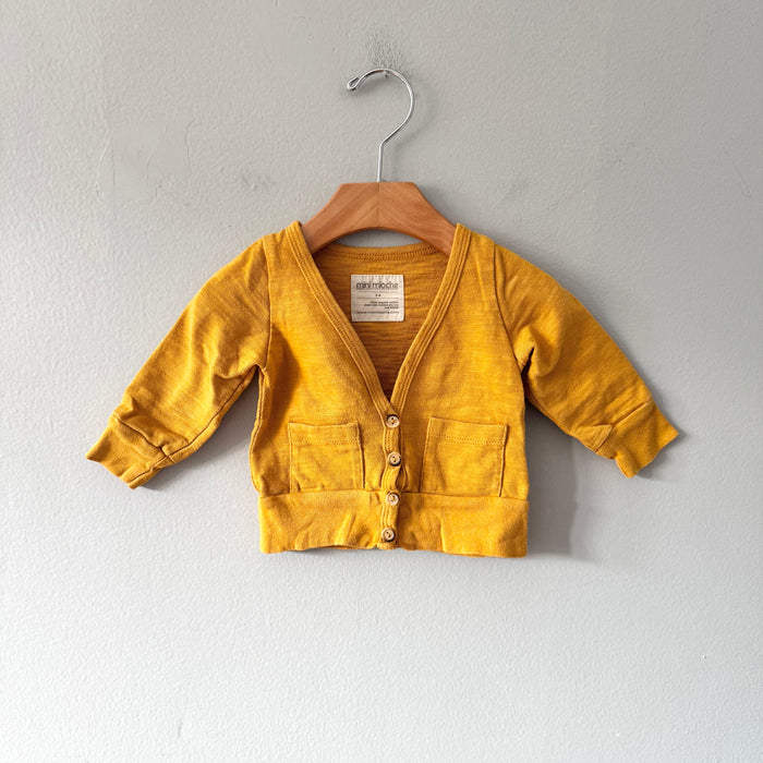 Mini Mioche / Mustard cotton cardigan / 3-6M