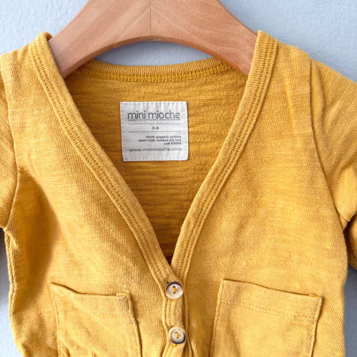 Mini Mioche / Mustard cotton cardigan / 3-6M