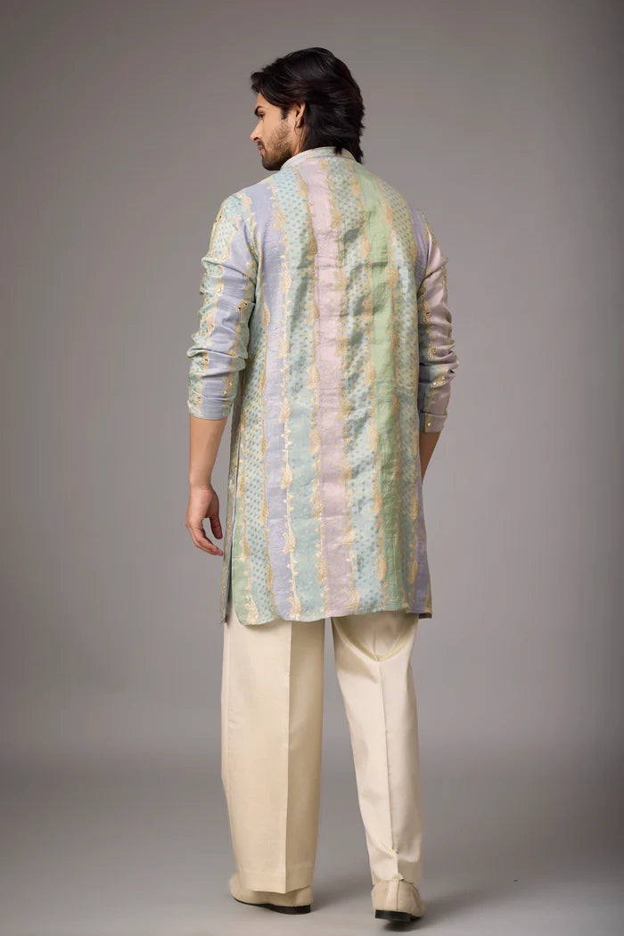 Designer Heritage Embroidered Ethnic Kurta – Side View | Mahavir NX