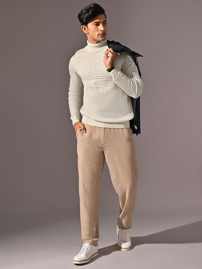 Moonscape White Turtle Neck Knit tshirt