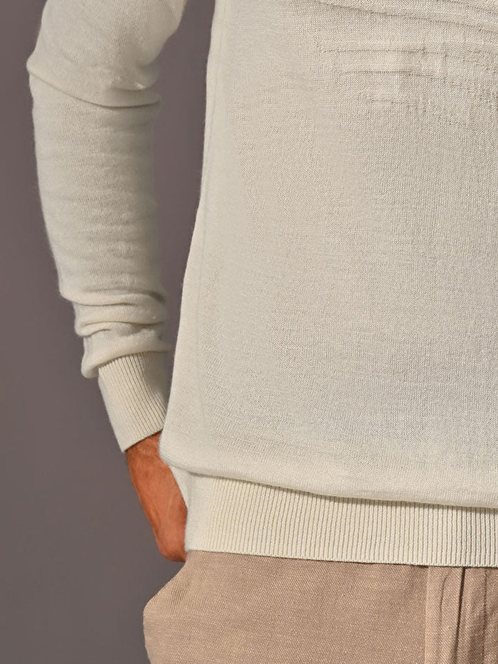 Moonscape White Turtle Neck Knit tshirt
