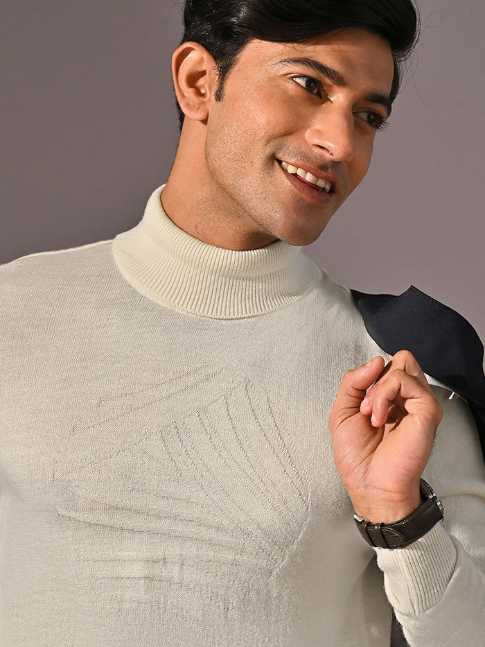 Moonscape White Turtle Neck Knit tshirt