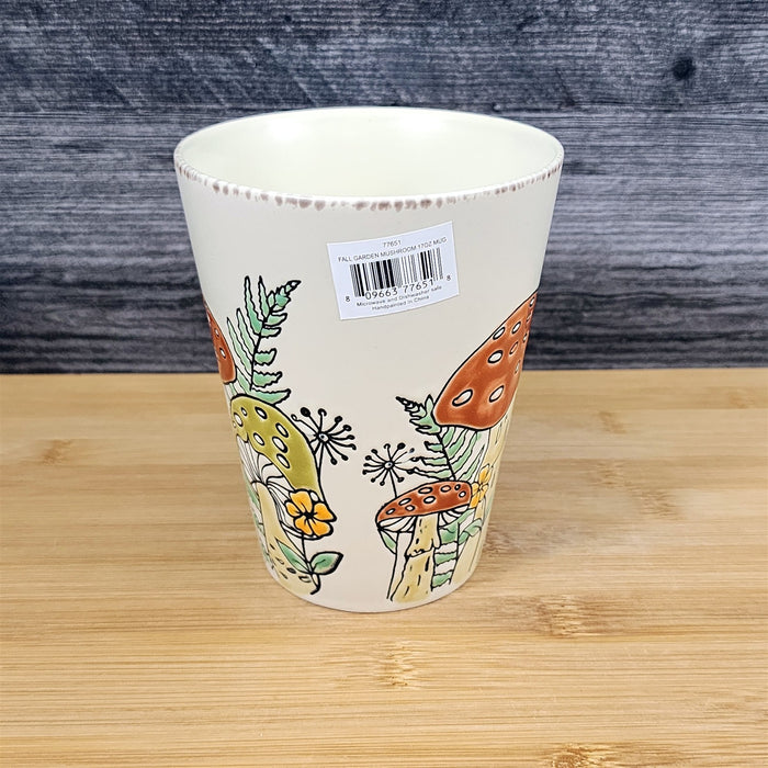 Morel Mushroom Coffee Mug Ceramic Brown Green Floral Garden Tea Cup Blue Sky