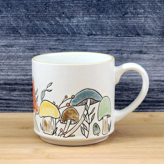 Mushroom Morel Valley Coffee Mug Red Yellow Ceramic Botanical 18oz Cup Blue Sky