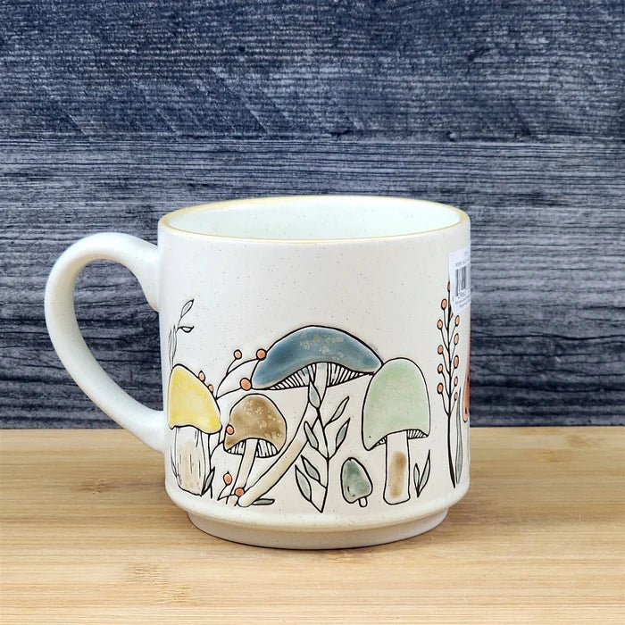 Mushroom Morel Valley Coffee Mug Red Yellow Ceramic Botanical 18oz Cup Blue Sky