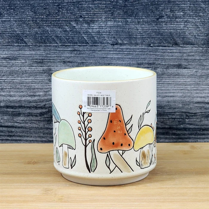 Mushroom Morel Valley Coffee Mug Red Yellow Ceramic Botanical 18oz Cup Blue Sky