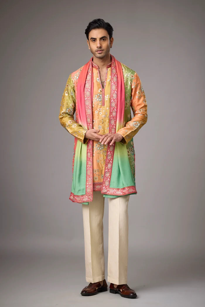 Navratri Kurta Set for Men with Stole – Floral Ethnic Wear | Mahavir NX