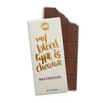 My Blood Type Is Chocolate - Milk Chocolate 3oz Bar