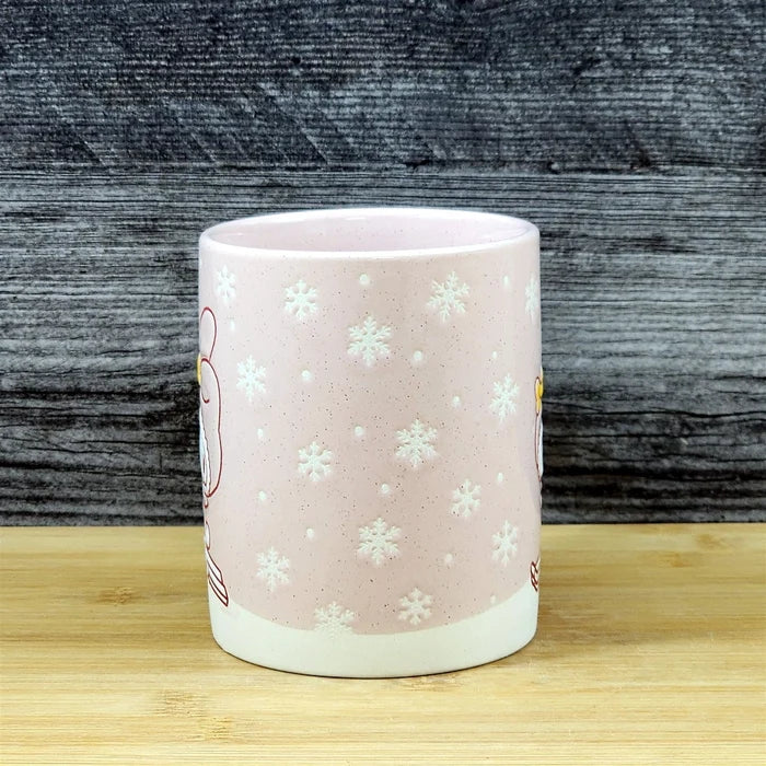 My Melody Downhill Skiing Coffee Mug Ceramic Pink Tea Cup Blue Sky Embossed 18oz