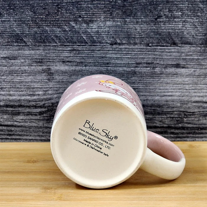 My Melody Downhill Skiing Coffee Mug Ceramic Pink Tea Cup Blue Sky Embossed 18oz