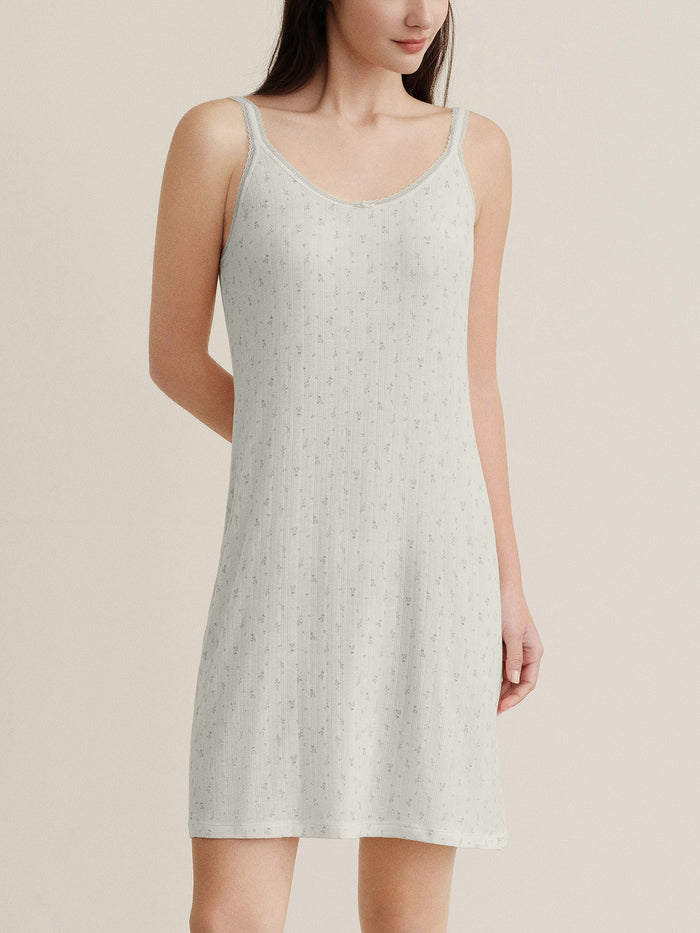 Naia™ Lavender Fabric French-Style Floral Print Slip Sleep Dress