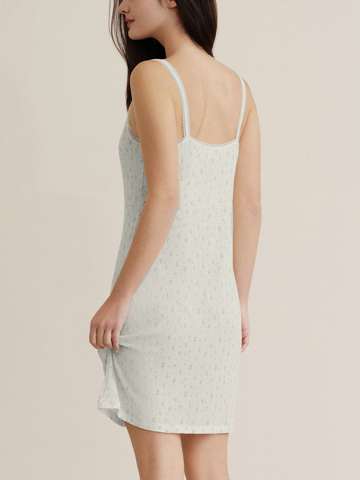 Naia™ Lavender Fabric French-Style Floral Print Slip Sleep Dress