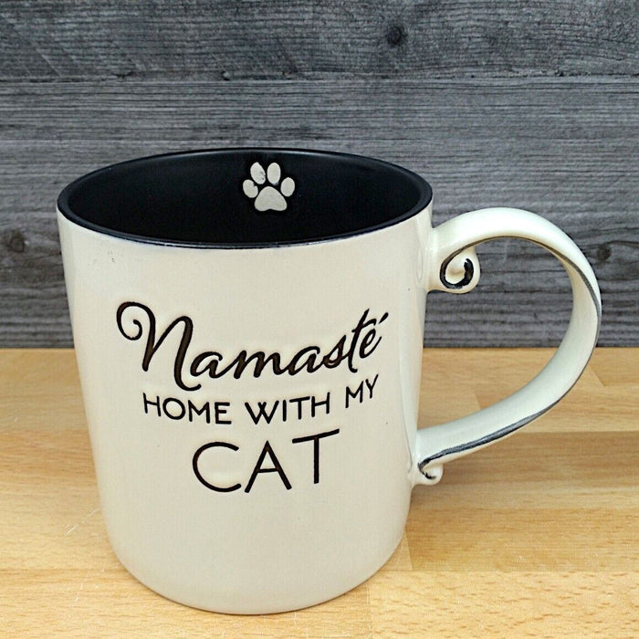 Namaste Cat Coffee Mug Embossed Beverage Cup 21oz (621ml) by Blue Sky