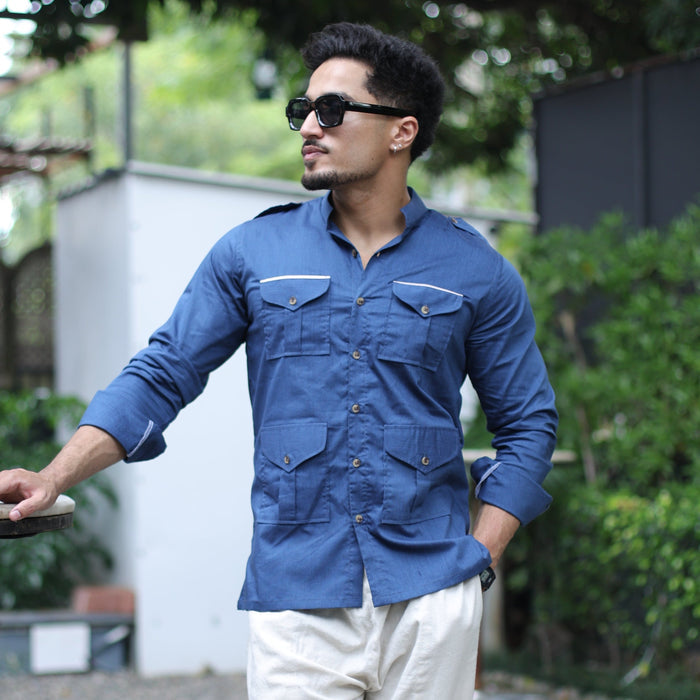 Navy Blue Vanguard Hunting Style Shirt