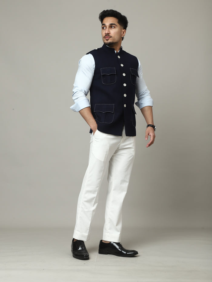 Navy Royale Semi-Hunting Jacket with Contrast Stitching