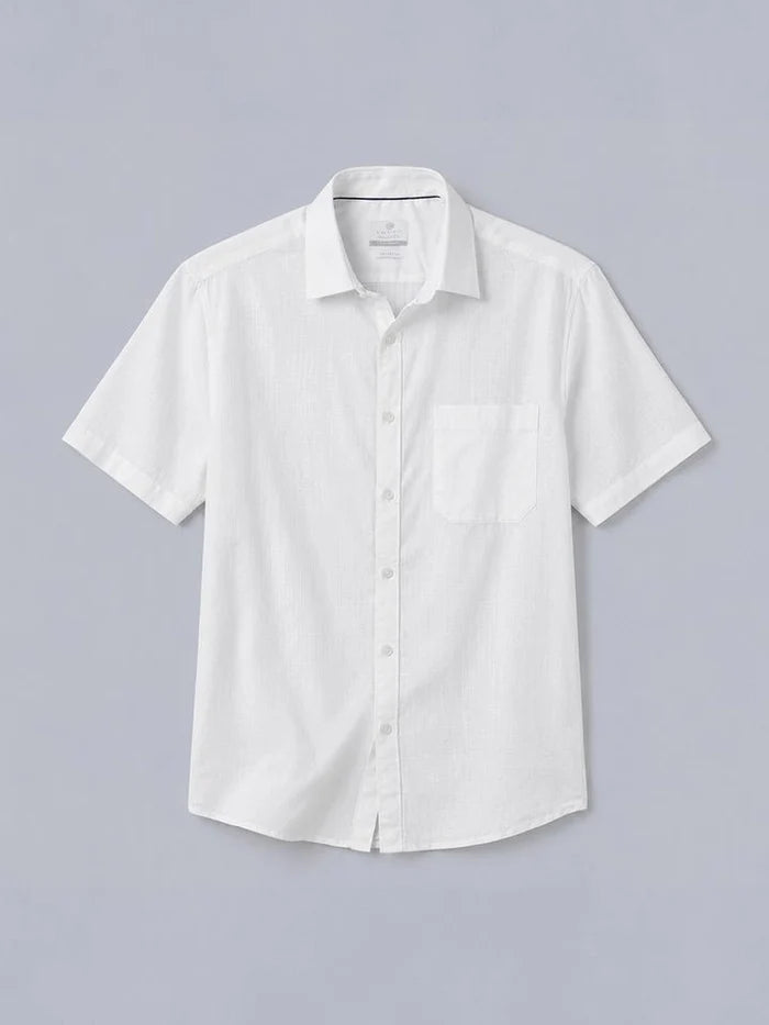 Nityam White Cotton American Placket half sleeve Shirt