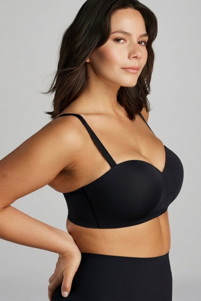 No-Show Strapless Foam Bra - Siella - Color: Black Noir