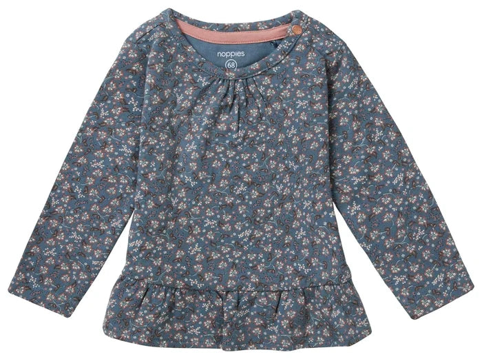 Noppies Vesper Long Sleeve Allover Print Tee- Storm Blue