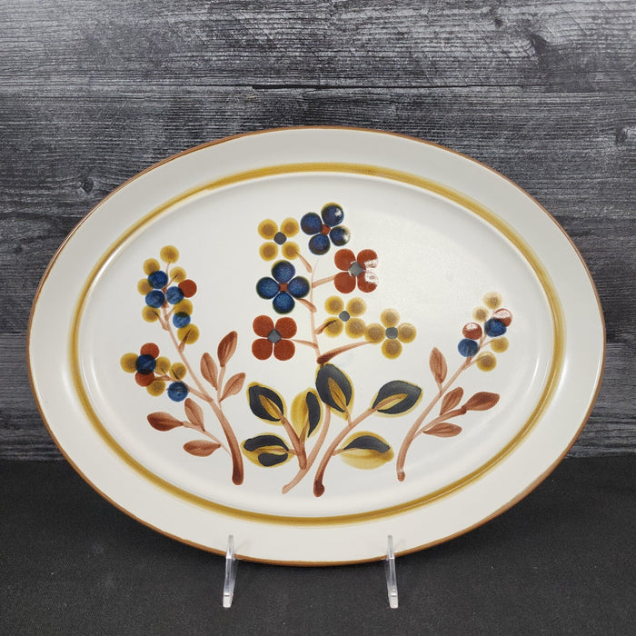 Noritake October Fest Serving Platter 14" Stoneware Brown Blue Yellow Floral