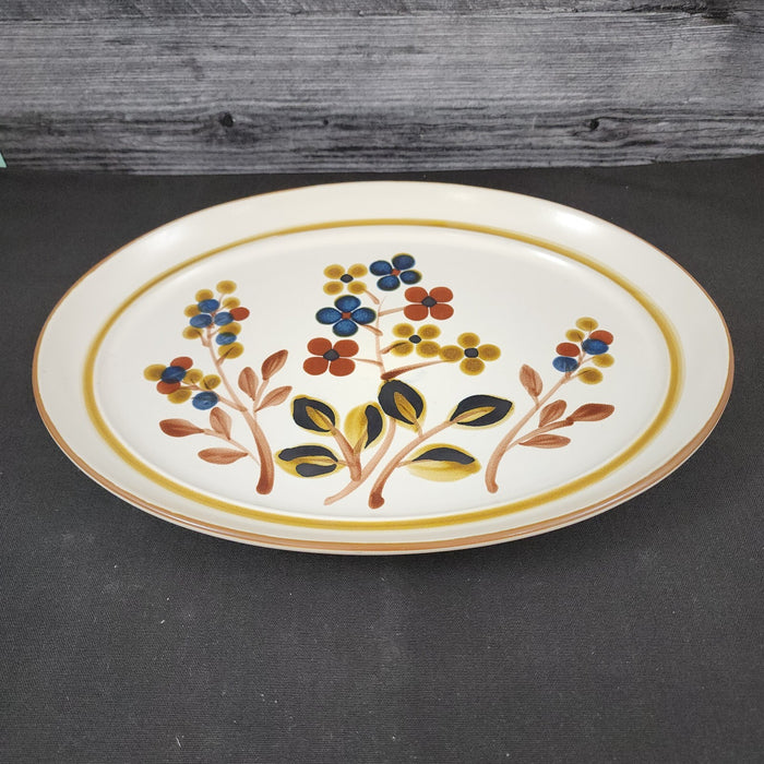Noritake October Fest Serving Platter 14" Stoneware Brown Blue Yellow Floral