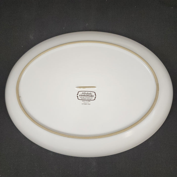 Noritake October Fest Serving Platter 14" Stoneware Brown Blue Yellow Floral