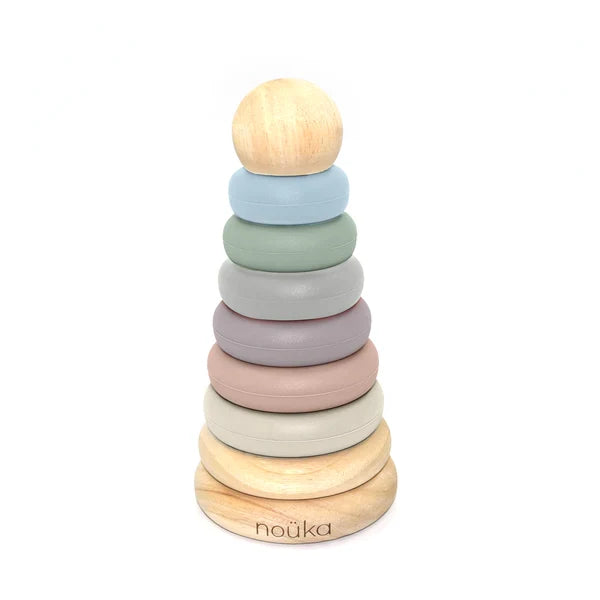 Nouka Wood and Silicone Stacker - Sand Tower
