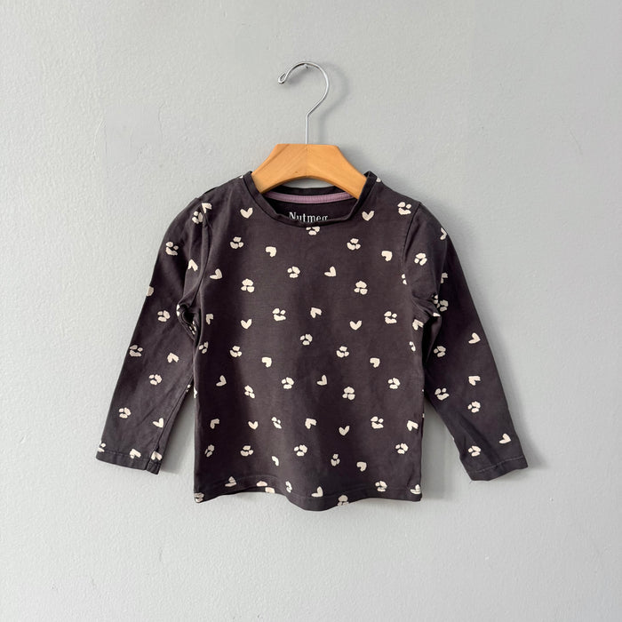 Nutmeg / Dark grey long sleeve shirt / 3-4Y