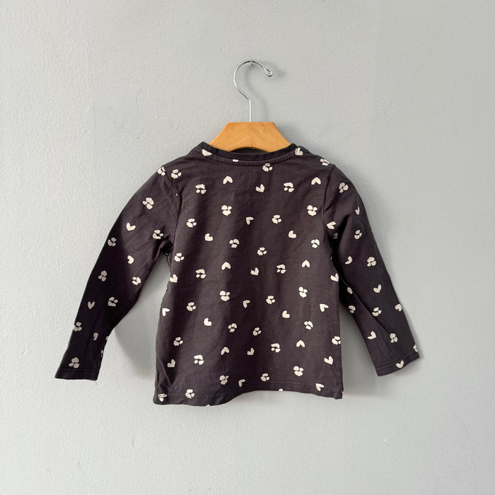 Nutmeg / Dark grey long sleeve shirt / 3-4Y