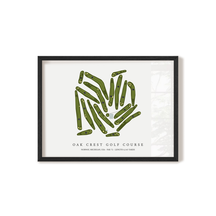 Oak Crest Golf Course | Golf Course Map | Black Frame