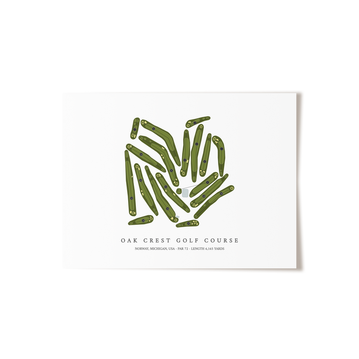Oak Crest Golf Course | Golf Course Map | Unframed