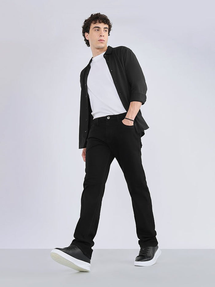 Obsidian White Straight Fit Denim Jeans