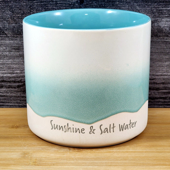 Ocean Beach Planter Ceramic Utensil Organizer Herb Succulent Pot Blue Sky 6.5in